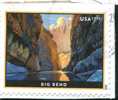 USA Priority Mail Big Bend $7.75 postally used on piece