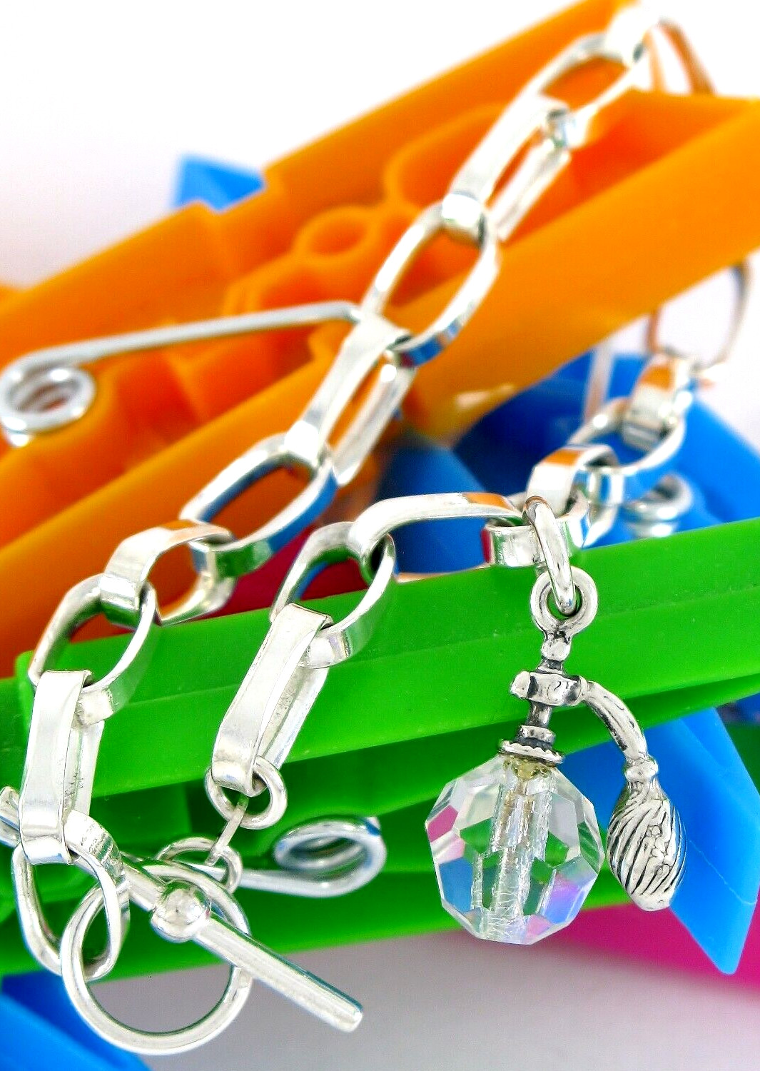 Solid Sterling Silver 925 Perfume Bottle Charm 7.… - image 1