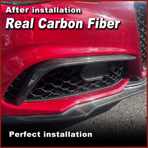 2x Carbon Front Flossen Flaps Splitter Passt für Alfa Romeo Giulia Sport 2016-21 - Picture 5 of 13