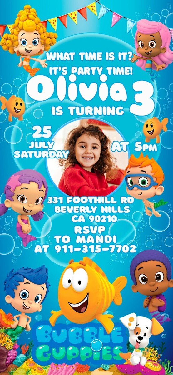 Bubble Guppies Personalized Party Invitations Happy Birthday Bubble