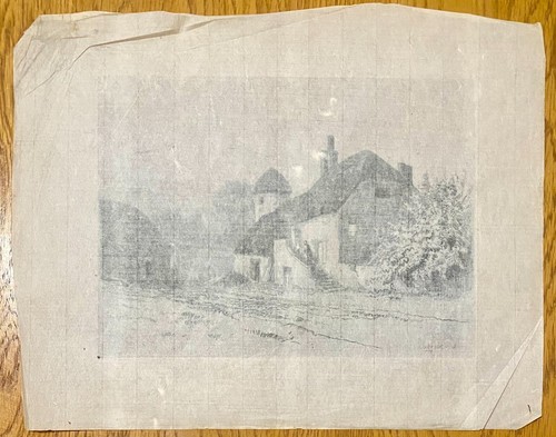 Letrero lápiz grabado original del siglo XIX A H Bicknell "cabaña con techo de paja Fontainebleau - Imagen 9 de 9