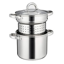 Cooks Professional Stainless Steel Pasta Pot | Removable Strainer | Glass Lid