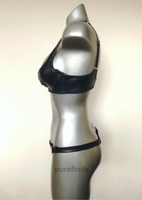 AGENT PROVOCATEUR SOIREE MARCELLA LEATHER BRA 32C & THONG SIZE 2 NWT RRP &pound;620
