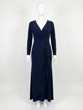 Jovani Crepe Long Sleeve Evening Dress Navy