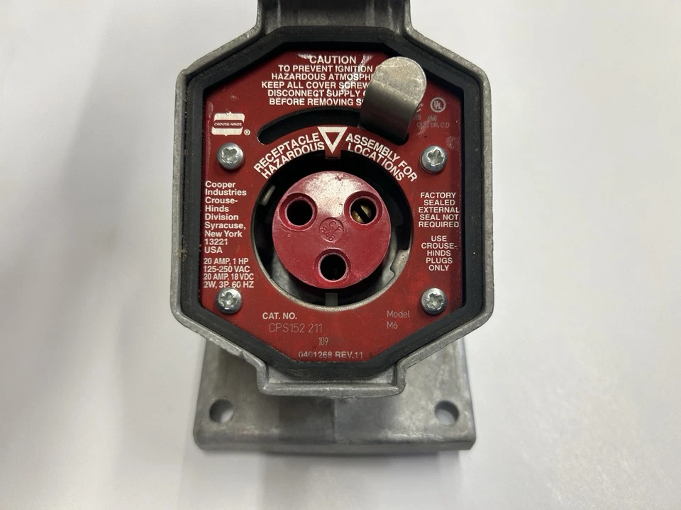 Crouse Hinds CPS152-211. 20A, 125/250vac, 2W, 3P Pin & Sleeve Receptacle NOS - Image 3 of 4