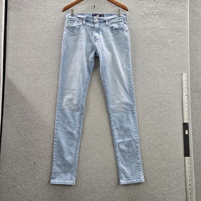 Hollister Men Jeans 30X36 Light Blue Denim Skinny Slim 34'' Inseam