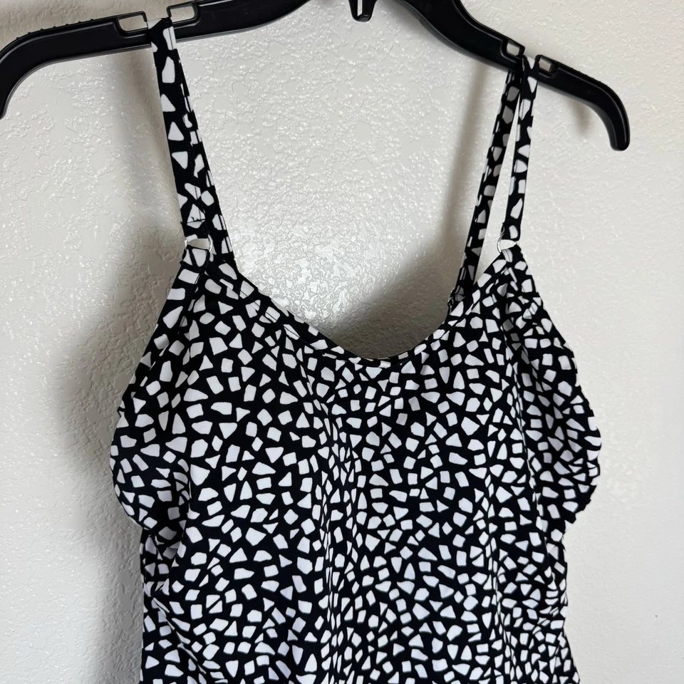 MUJER CROFT & BARROW NEGRO BLANCO ANIMAL PRINT GEO 1 PIEZA TRAJE DE BAÑO TALLA 10 Foto 2 de 4