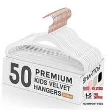 Kids Velvet Hangers 50 Pack, 14 Inch Premium Non Slip Kids 14 inch-50P White