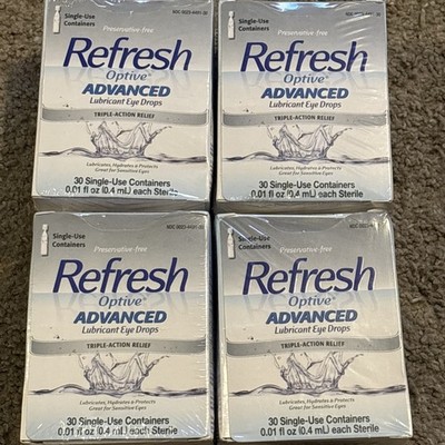 4 -Refresh Optive Advanced Lubricant Eye Drop- 30 Single-Use/120 Total 11/26+