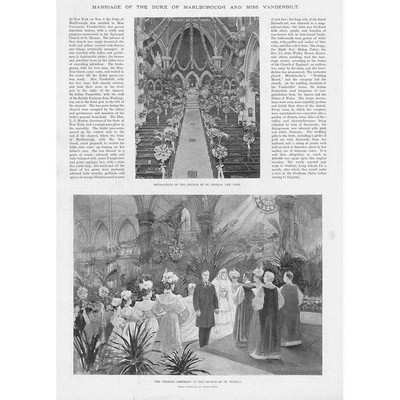 Hochzeit des Herzogs von Marlborough & Consuela Vanderbilt - antiker Druck 1895