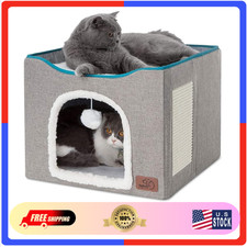 Bedsure Cat Beds for Indoor Cats Large Cat Cave for Pet Cat House with Fluffy