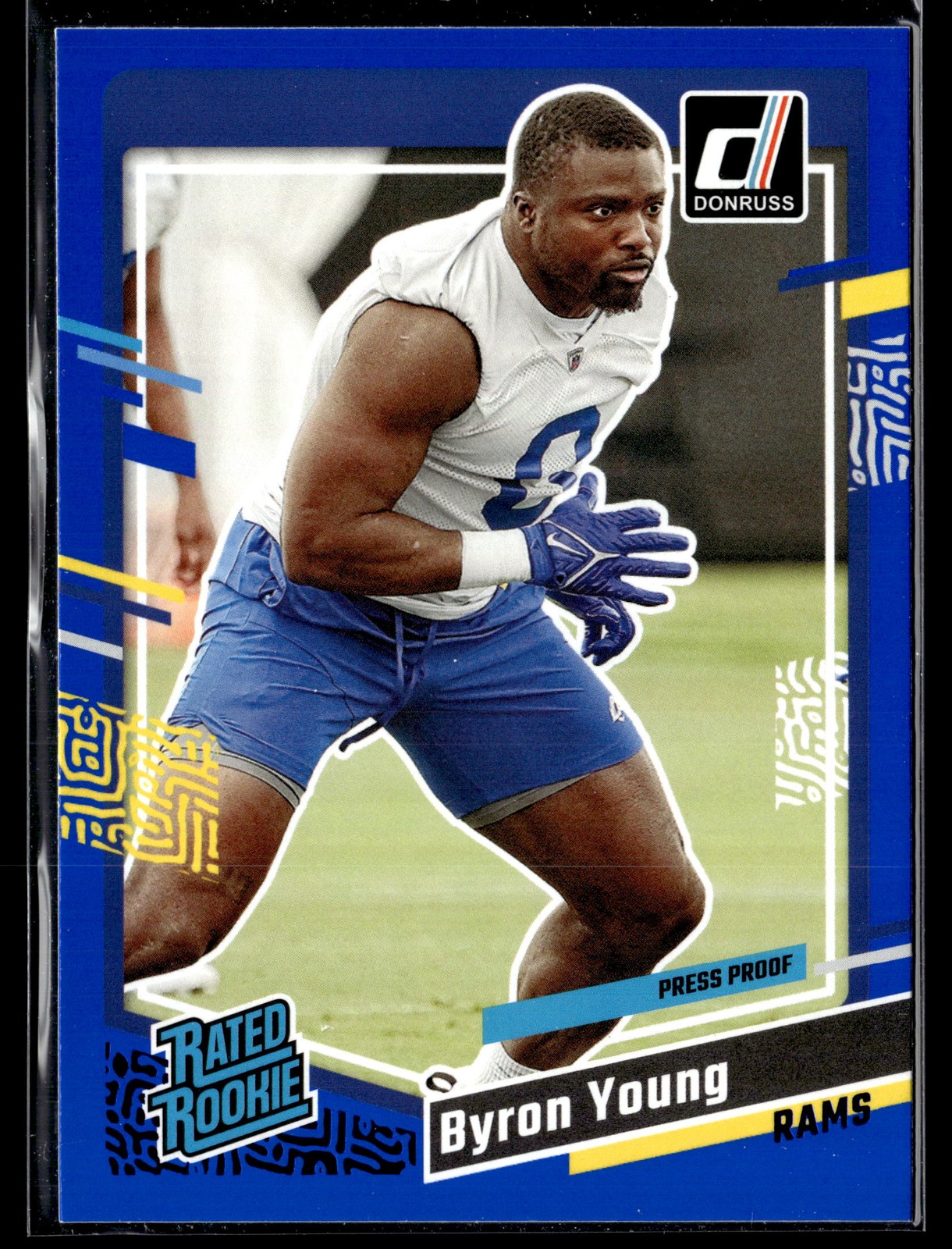 2023 Donruss #355 Byron Young Rookie Press Proof Blue Los Angeles Rams