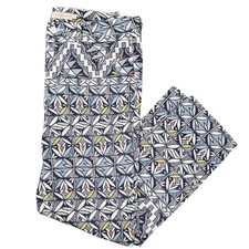 Tory Burch Jeans Womens 31" Acoma Print Riviera Blue Printed Crop Pants Luxury