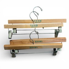 Vintage IZOD Lot Of 4 Logo Department Store Wooden Hangers Pants Wood Polo Prep