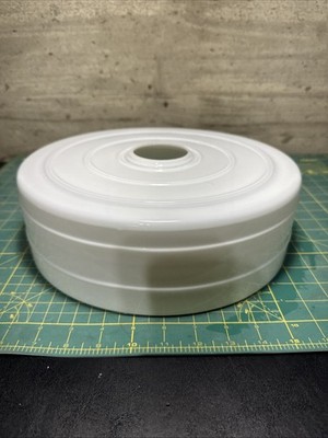 Vintage Moe Bros Milk Glass Ceiling Art Deco Banded Round Flat Light Globe 12 W