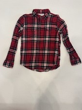 Old Navy red, white, black plaid button-down long-sleeve flannel Kids L 10/12