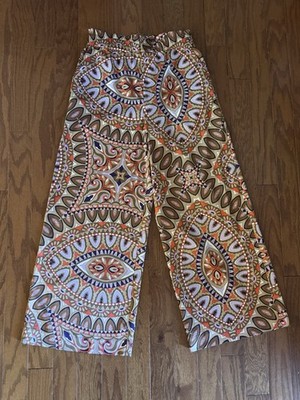 Rachel Roy Medallion Print Wide Leg Palazzo Pants Boho Retro Medium