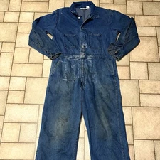 Vtg Madewell Coveralls Jean Workwear Made USA 44 Denim Overalls Thrashed