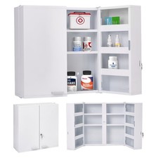 Large Locking Medicine Cabinet Wall Mounted - Metal Medical Cabinet with 11 S...