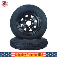 2 4.80-12 4.80x12 480-12 Trailer Tires witn12" Rims 5 Lug on 4.5" Bolt Pattern