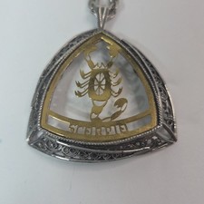 scorpio zodiac horoscope silver tone long Pendant necklace scorpion celestial