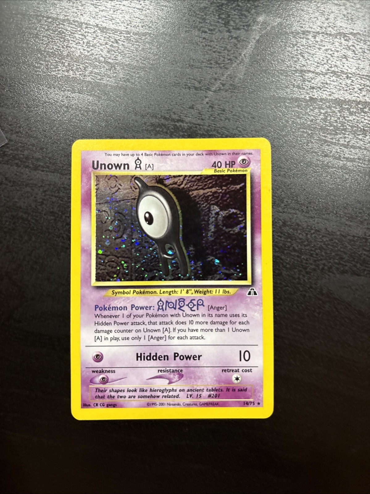 Pokémon Unown [A] 14/75 Neo Discovery Holo SWIRL English - NM