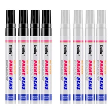 White & Black Paint Markers, 8 Pack Oil-Based Waterproof Quick Dry and Perman...