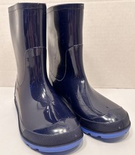 Kids Rain boots Waterproof Navy Blue/Royal Blue Bottoms Worn In House Only 11-12