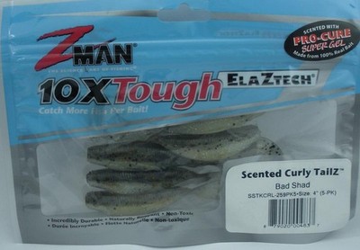 Zman SSTKCRL-259PK5 Duftender Curly Tailz 4'' Color Bad Shad 5CT Mit Pro-Cure