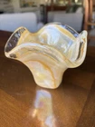 Vintage Murano Ruffled Art Glass Vase Hand-blown In Italy. Beautiful Colors 4.5”