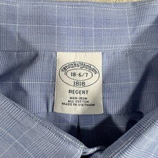 Brooks Brothers Shirt Mens 18 - 6/7 Blue Regent Oxford Button Down Long Sleeve