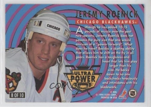 1994-95 Fleer Ultra Ultra Power Jeremy Roenick #8 HOF - Picture 2 of 5