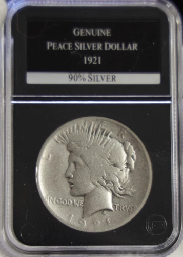 1921  US Peace Silver Dollar $1 VG (Cleaned) PCS Black Holder