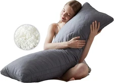 DOWNCOOL Quilted Memory Foam Body Pillow - Large Full Body Pillows for Adults -