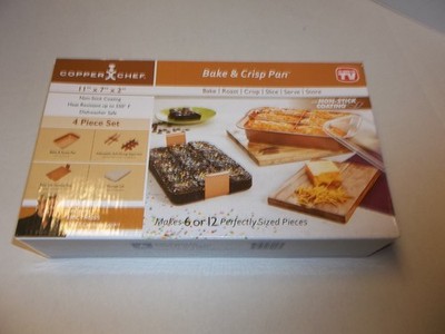 NIB Copper Chef 5 Piece Set Bake & Crisp Pan Nonstick Bake Roast Serve 11x7x2