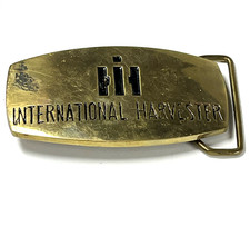 Vintage Solid Brass International Harvester IH Tractor Belt Buckle