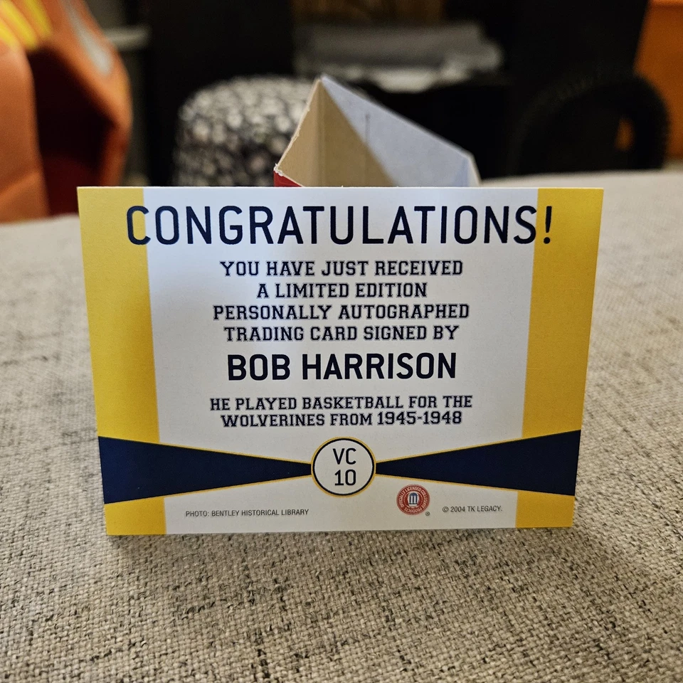 Autographed Bob Harrison (D.2024) 2004 TK Legacy Varsity Club Card #VC10 - Image 2 of 2