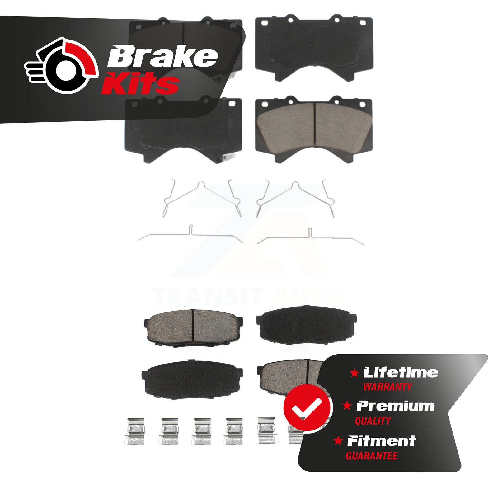 Front Rear Ceramic Brake Pads Kit For 2007-2021 Toyota Tundra