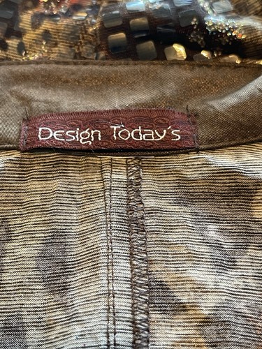 Design Day's Damen Metallic Blazer Bluse Gr. XS Braun Y2k 80er Safari Cosplay  - Bild 11 von 14