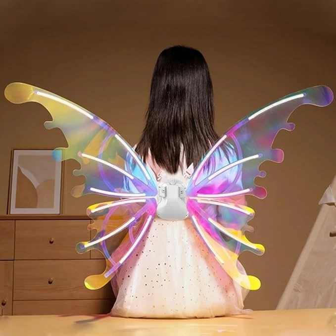 Alas de hadas brillantes LED eléctricas - Alas de disfraz iluminadas para niños, adultos, mascotas Foto 3 de 4