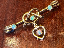 9ct gold Victorian opal lovers heart knot brooch