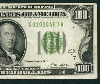 $100 1928 ((DARK GREEN SEAL)) Federal Reserve Note COMBINED SHIPPING