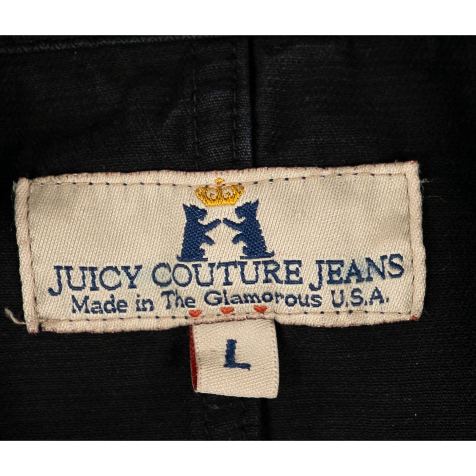 Vintage Juicy Couture Blazer Jacket Black Denim Embroidered Trim Size L Y2K image 3