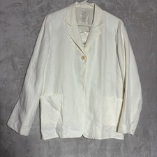 J. Jill Single Button Jacket Blazer Linen White Size M