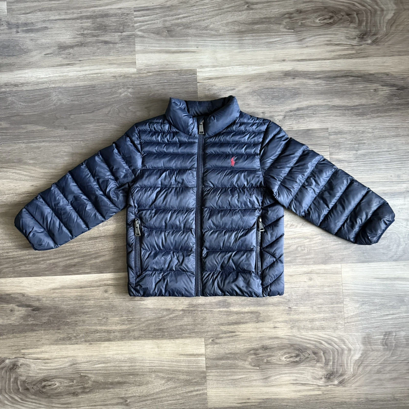 Polo Ralph Lauren Puffer Jacket Youth Boys Size 4/4T Blue Full Zip Coat Preppy