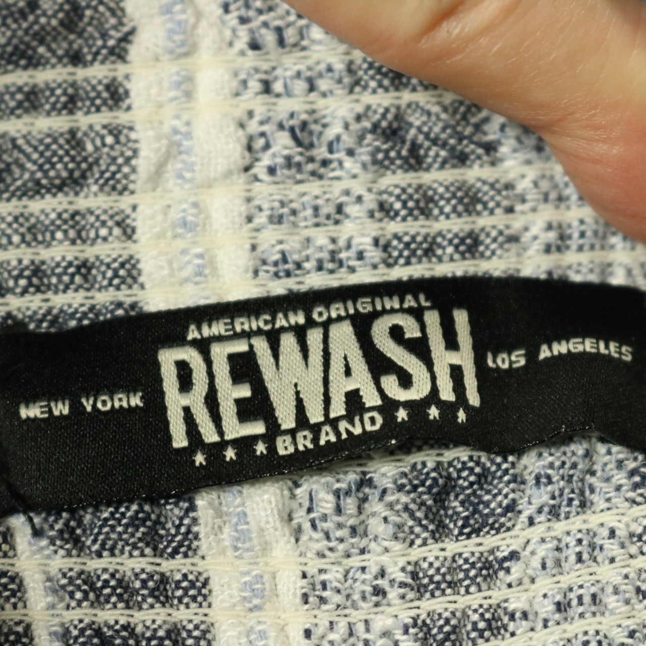 Rewash Striped Festival Boho Linen Blend Smocked Waist Wide Leg Pants Gray M