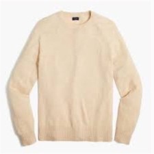 J. Crew Men  s Crewneck Sweater Size Large Cream Neutral Pullover Lambswool