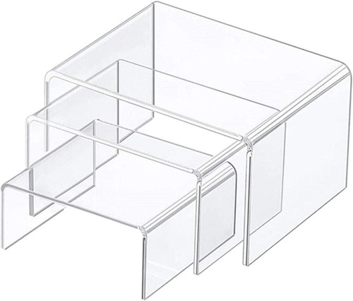 6 Pcs Acrylic Display Risers,3 Sizes Acrylic U-Shaped Display Stand,Clear