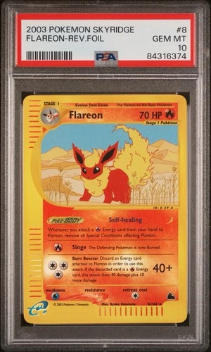 Pokemon Card - PSA 10 Flareon 8/144 - Skyridge Reverse Holo GEM MT PSA 10 POP 88