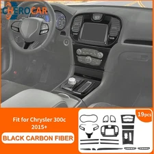 19PCS Carbon Fiber Center Console Full Cover For Chrysler 300 2015+ Accessories